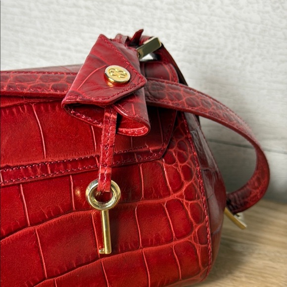 Escada Red Crocodile Embossed Leather Bag - Picture 10 of 15
